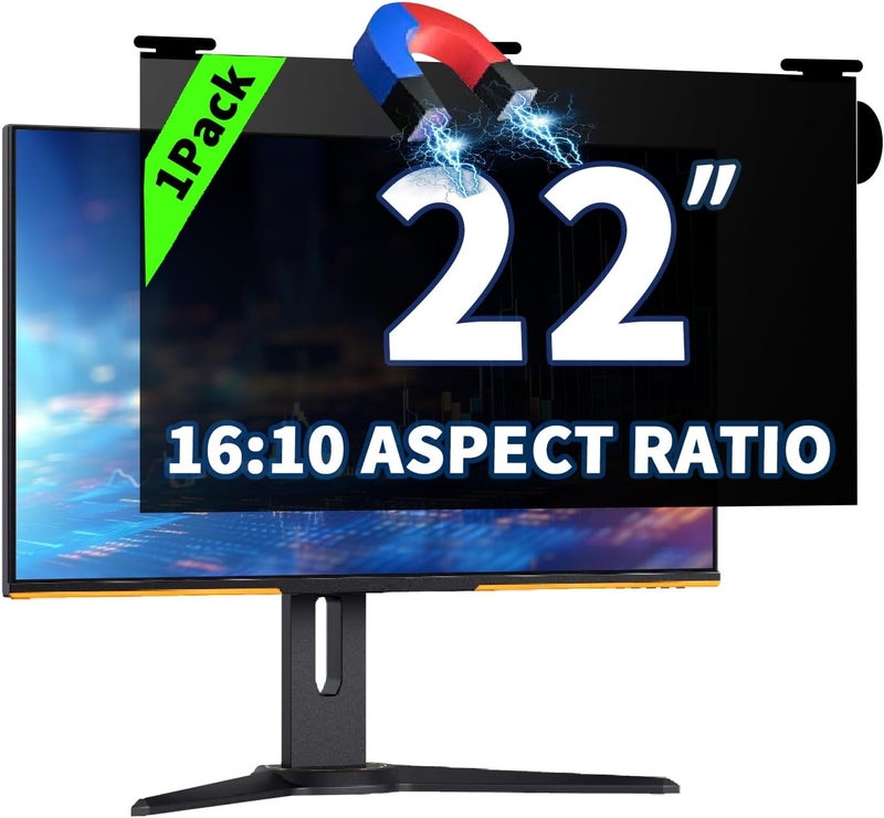 HALOViE 22 Inch Magnetic Hanging Computer Privacy Screen for 16:10 Widescreen Monitor, Removable Privacy Screen Anti Glare Blue Light Computer Screen Privacy Shield, Anti-Scratch 22 in Protector Film - Image 1